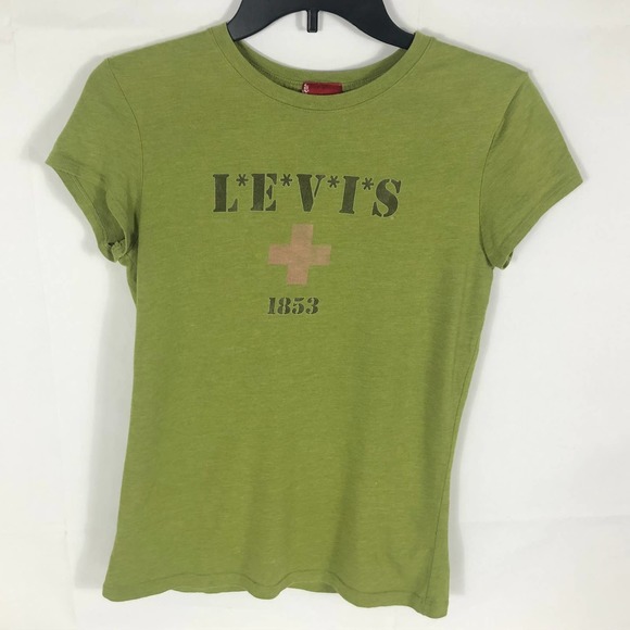 Levis Tshirt Red Tag Womens Small Green Vintage Spellout Shirt - Picture 1 of 6